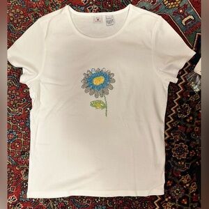 Vintage Beaded Flower T-shirt